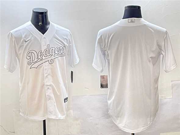 Men%27s Los Angeles Dodgers Blank White Cool Base Stitched Jersey